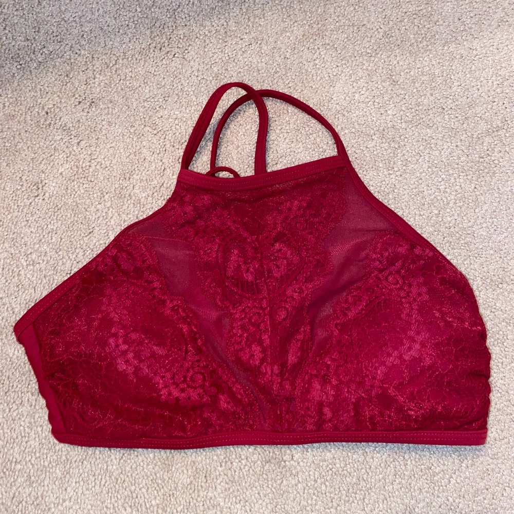 Lace red bikini top